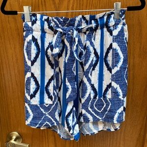 Blue and White Flowy Shorts